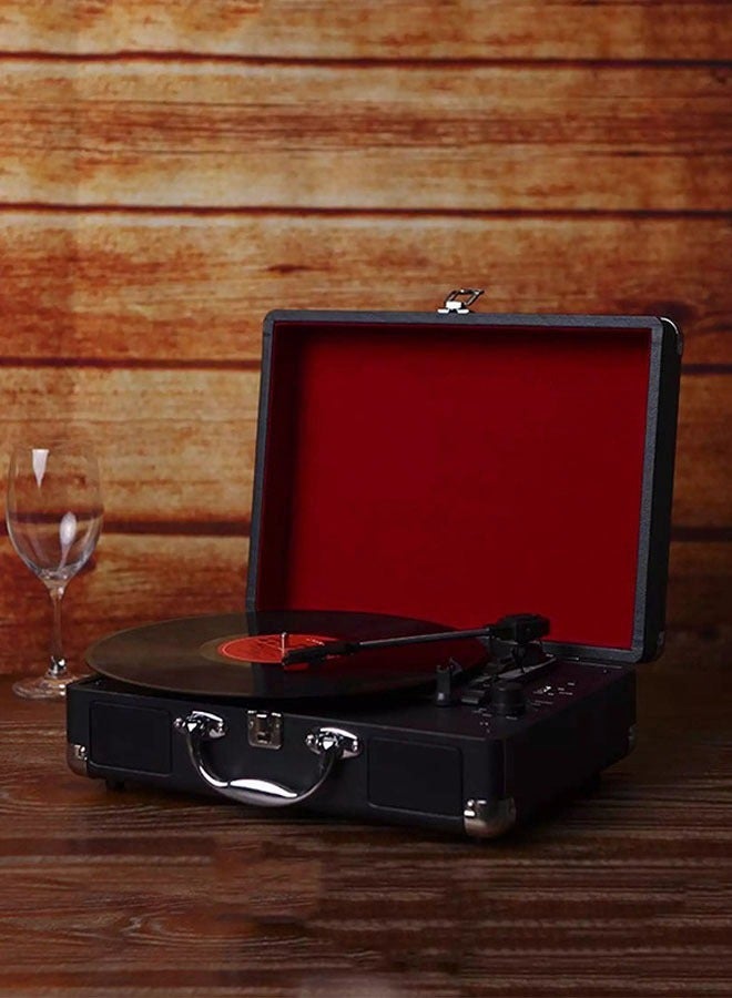 Portable Gramophone Vinyl Record Player Vintage Classic Turntable Phonograph  Stereo Sound with Built-in Stereo Speakers Black  - Image 4
