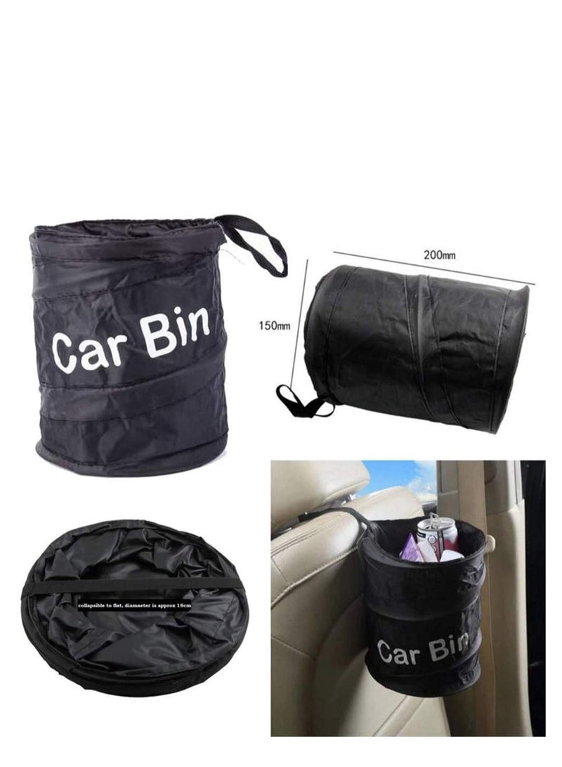 SYOSI Car Bin, Car Organiser, Foldable and Waterproof Auto Trash Bag with Lid and Side Pockets, Car Boot Organiser for Car/SUV/Truck/Minivan/Auto Car Bin (Black)  - Image 1