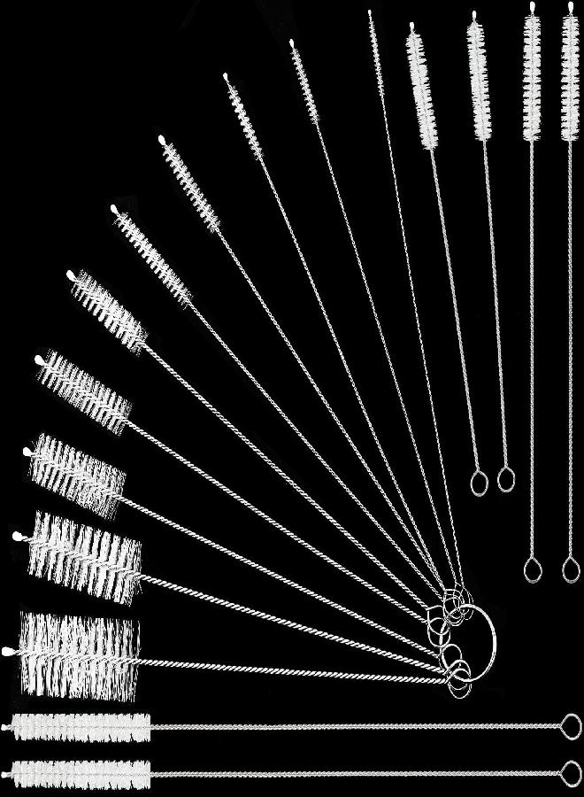 Patelai 16 Pcs Reusable Straw Cleaning Brushes Bottle Test Tube Long Straw Cleaning Brush Nylon Washing Cleaner Tool Reusable Bottle Straw Brush in Different Size (White,16 Pieces) - Image 3