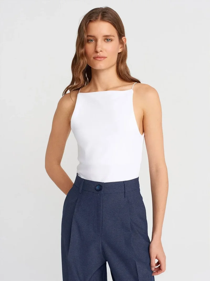 Dilvin DILVIN Slim-Fit Halterneck Jersey Blouse