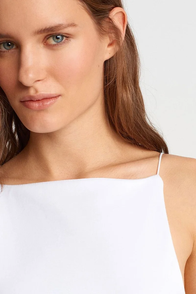 Dilvin White DILVIN Slim-Fit Halterneck Jersey Blouse for Women | Best Price UAE