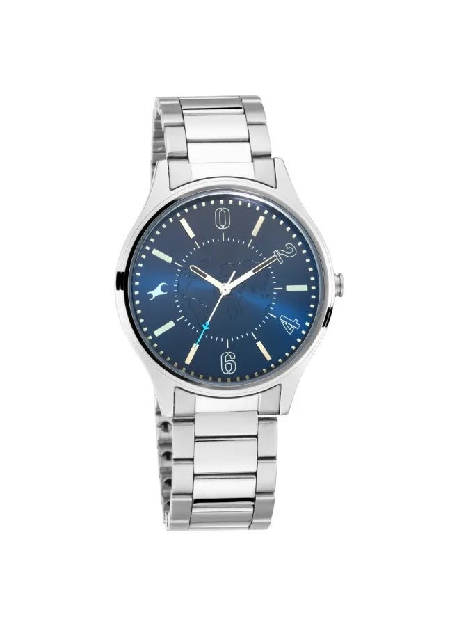 fastrack ساعة يد رجالية تناظرية بشكل دائري من الفولاذ المقاوم للصدأ - 3237SM01 - 48.3 مم - Image 1