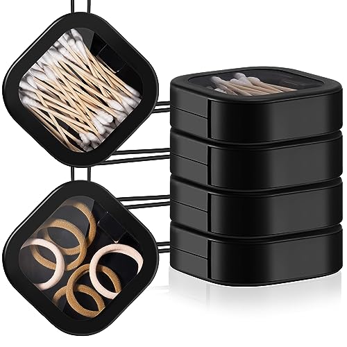 Kathfly 4 Pcs Hair Tie Organizer Portable Hair Accessories Organizer Travel Case Stackable Hairs Tie Holder Bobby Pin Holder for Jewelry Cotton Swabs Clips and AccessoriesBlack - Image 1