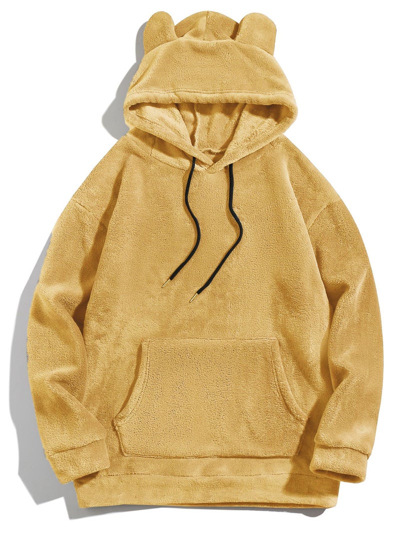 Oversized Hooded Sweatshirt Fleece Jacket for Men - Image 2