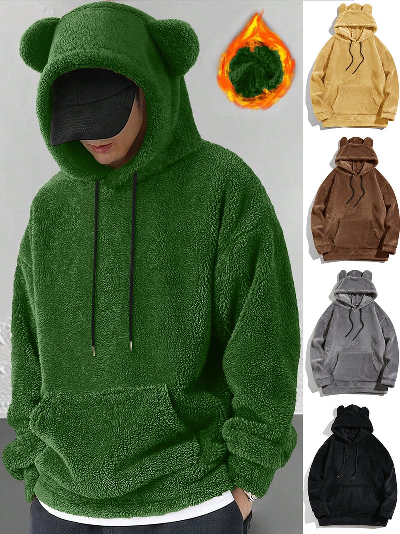 Oversized Hooded Sweatshirt Fleece Jacket for Men - Image 1