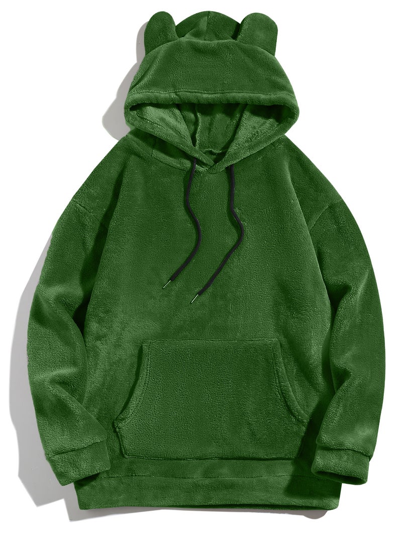 Oversized Hooded Sweatshirt Fleece Jacket for Men - Image 5