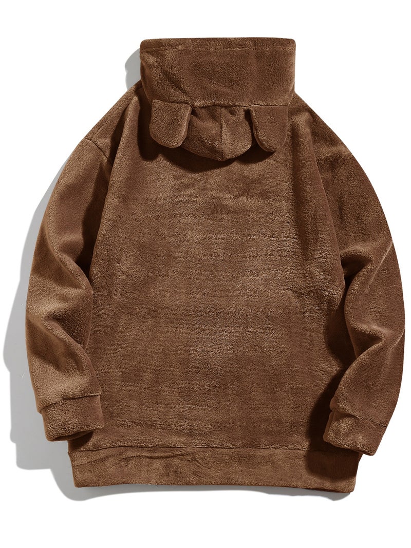 Oversized Hooded Sweatshirt Fleece Jacket for Men - Image 4