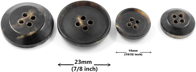 bezelry Dark Brown Genuine Horn Blazer Button Set. 4 Pcs Of 23Mm, 8 Pcs Of 15Mm - Image 2