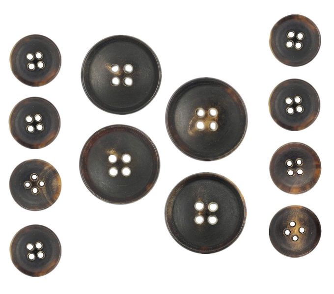bezelry Dark Brown Genuine Horn Blazer Button Set. 4 Pcs Of 23Mm, 8 Pcs Of 15Mm - Image 1