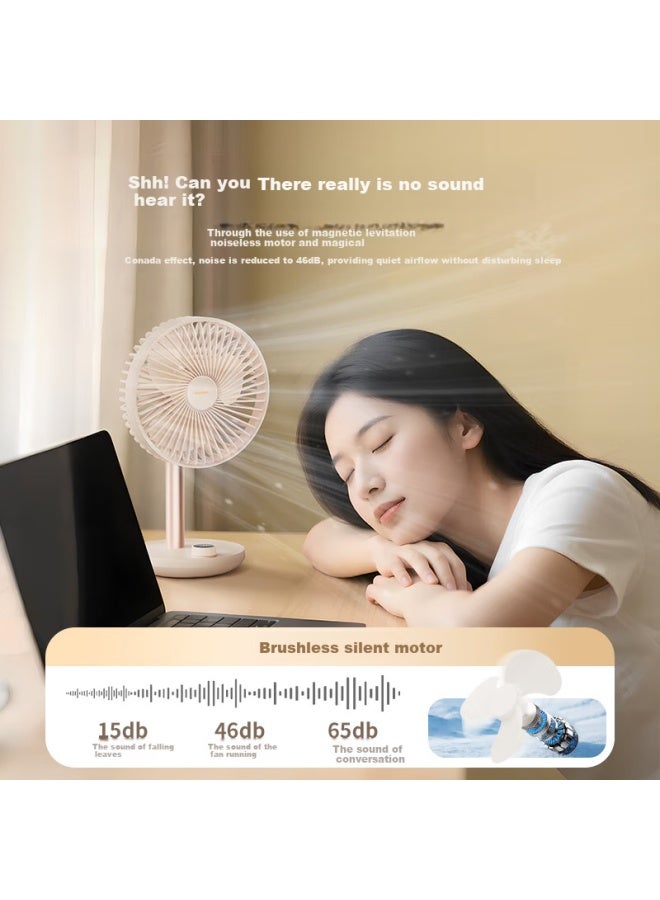 SOLOVE F21 Desktop Fan With Oscillation, Air Circulation, Portable Usb Charging, Summer Home Office Air Conditioning Companion, Outdoor Tabletop High Wind Power Small Fan - Apricot - Image 3