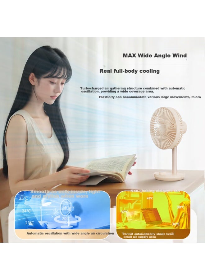 SOLOVE F21 Desktop Fan With Oscillation, Air Circulation, Portable Usb Charging, Summer Home Office Air Conditioning Companion, Outdoor Tabletop High Wind Power Small Fan - Apricot - Image 1