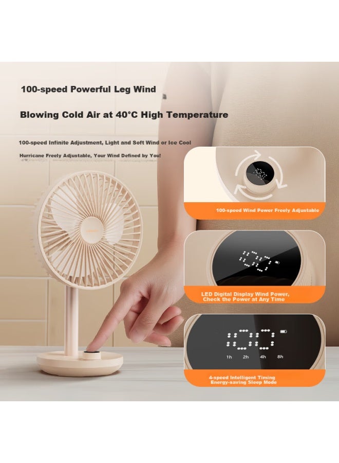 SOLOVE F21 Desktop Fan With Oscillation, Air Circulation, Portable Usb Charging, Summer Home Office Air Conditioning Companion, Outdoor Tabletop High Wind Power Small Fan - Apricot - Image 2