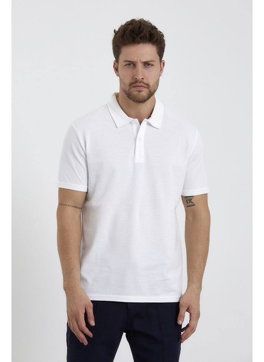 Odelon - Men's Basic Polo Neck T-Shirt (Regular Fit) White - Image 1