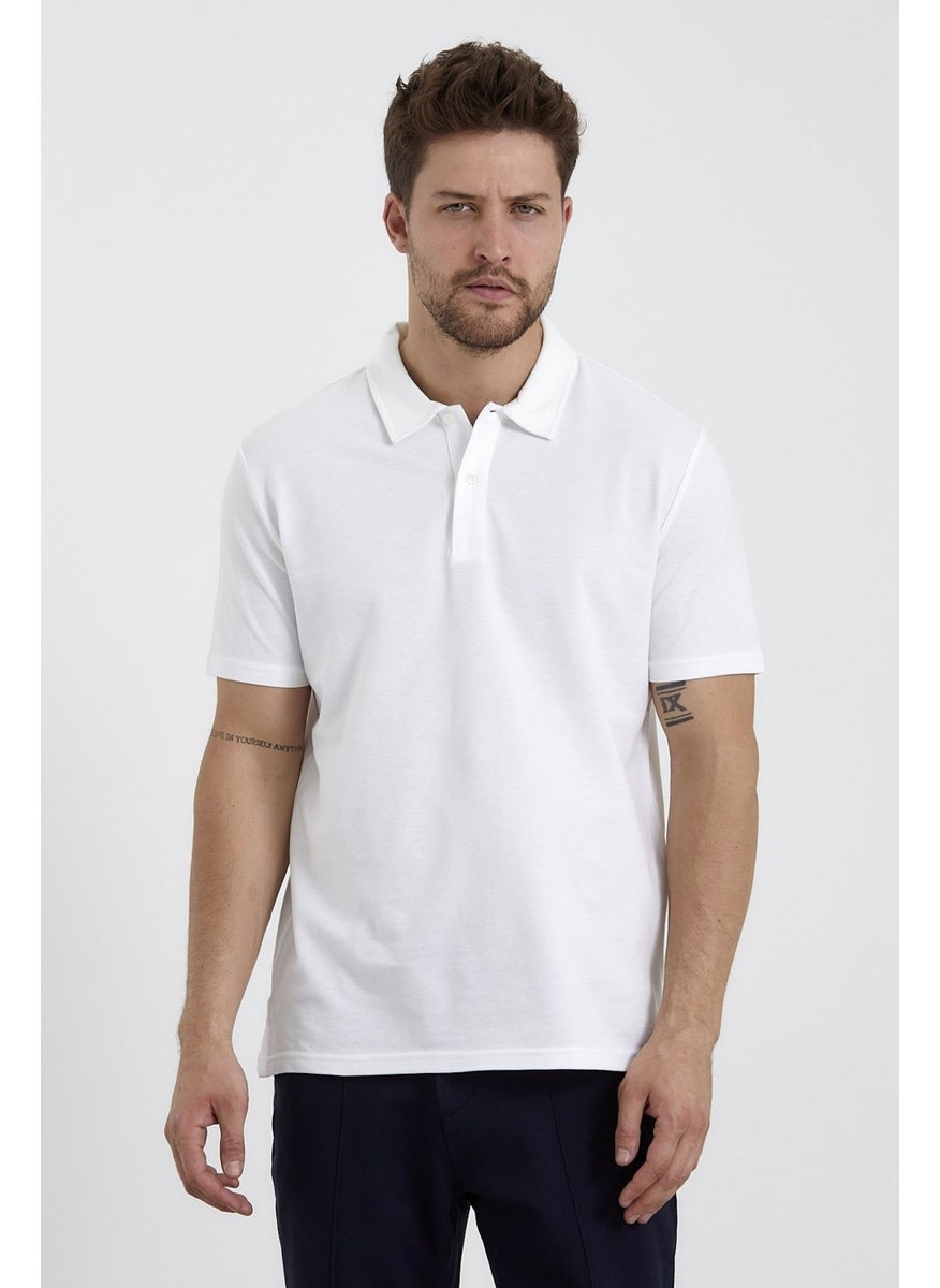 Odelon - Men's Basic Polo Neck T-Shirt (Regular Fit) White - Image 1