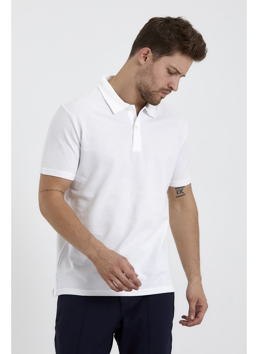 Odelon - Men's Basic Polo Neck T-Shirt (Regular Fit) White - Image 1