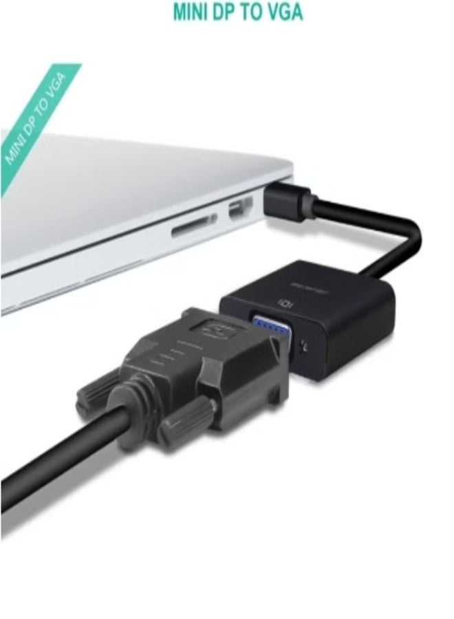 Mini DisplayPort to VGA Adapter (Black), Mini DP (Thunderbolt Compatible) Male to VGA Female Converter for Surface Pro, MacBook, ThinkPad, PC - Image 4