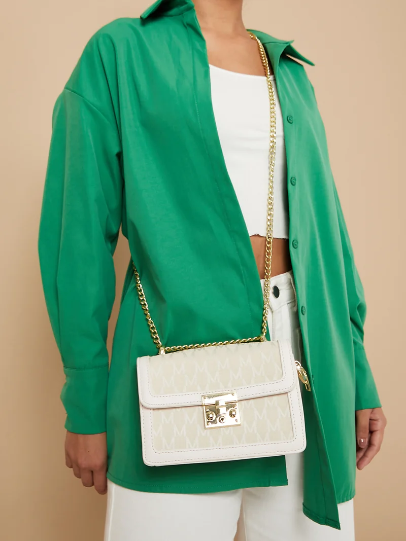 Styli Initial Logo Shoulder Bag with Chain Strap