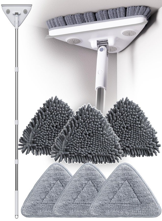 POPMOP Wall Cleaner Mop with Long Handle, Wall Duster with Extension Pole, Dust Mop with 6 Reusable Pads, 3-in-1 Wall Cleaner for Wall, Ceiling, Window, Baseboard, Floors - Image 1