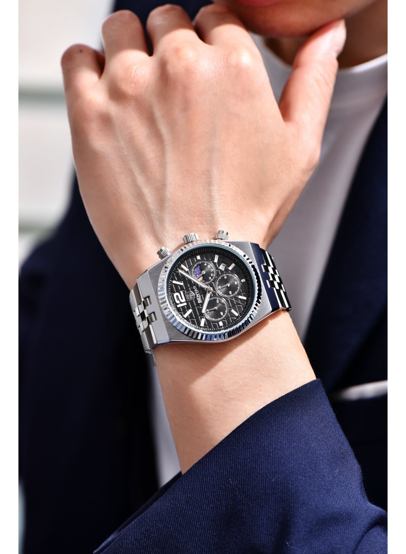 BENYAR Mens Watches Multifunction Chronograph Date Quartz Watch for Men Stainless Steel Band Wrist Watch Gift for Men Casual Business - Image 2
