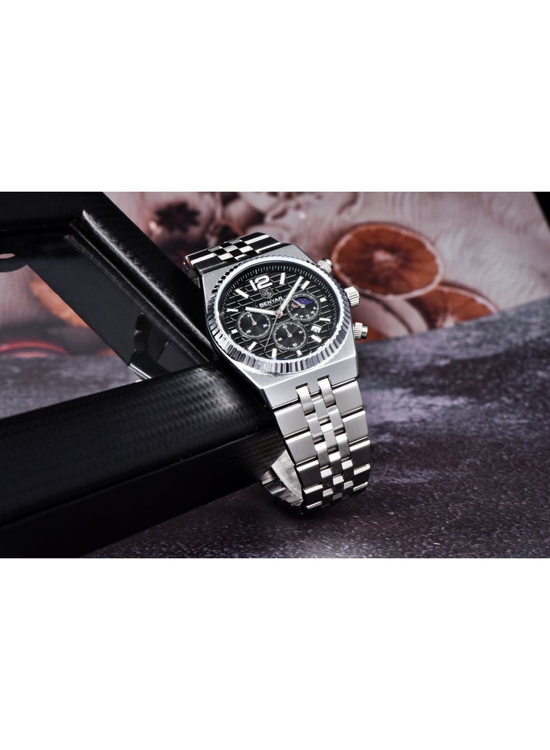 BENYAR Mens Watches Multifunction Chronograph Date Quartz Watch for Men Stainless Steel Band Wrist Watch Gift for Men Casual Business - Image 3