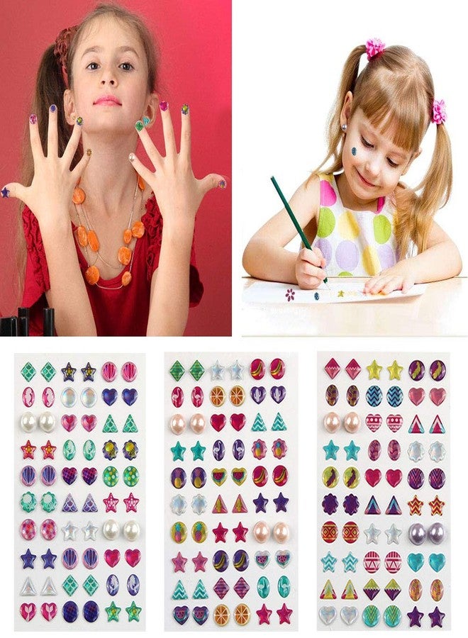 AUGSUN 240 Piece Sticker Earrings 3D Gems Girls Earrings Self-Adhesive Glitter Craft Crystal Stickers - Image 3