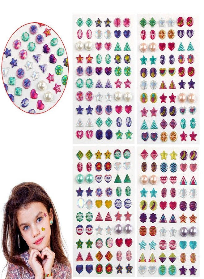 AUGSUN 240 Piece Sticker Earrings 3D Gems Girls Earrings Self-Adhesive Glitter Craft Crystal Stickers - Image 1
