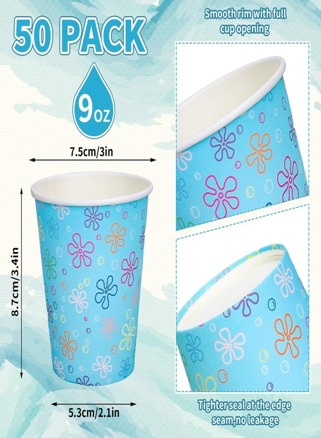 FYSUIMU 50Pcs 9Oz Cartoon Sponge Birthday Party Favor Cups Disposable Flowers Bubbles Paper Drinking Cups for Under the Sea Baby Shower Birthday Yellow Sponge Theme Party Supplies - Image 2