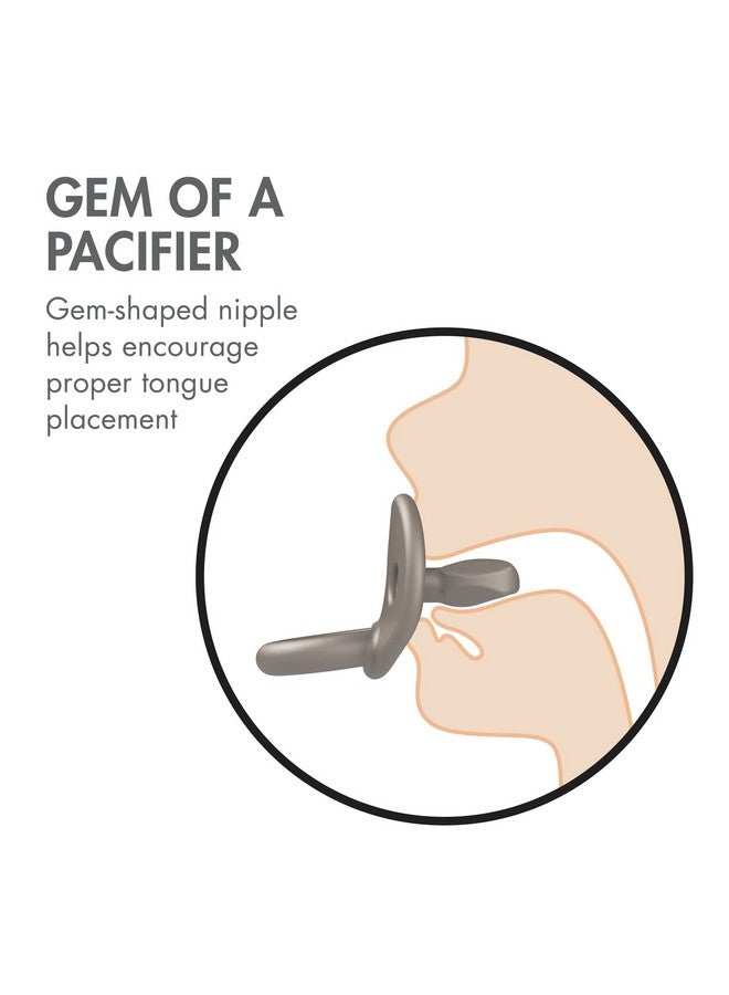 Boon Jewl Silicone Orthodontic Pacifier - Baby Pacifier with Soothing Gem-Shaped Nipple - Comfortable Baby Pacifiers Natural Oral Muscular Development - Neutral - 2 Count - 3+ Months - Image 4