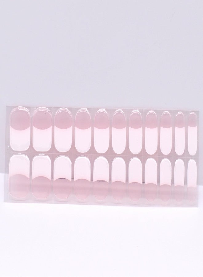 LIFOOST Gel Nail Art Wraps French Tip White Jelly Pink Adhesive Nail Stickers 22 Polish Strips Art Manicure Kits for DIY at Home - Image 3