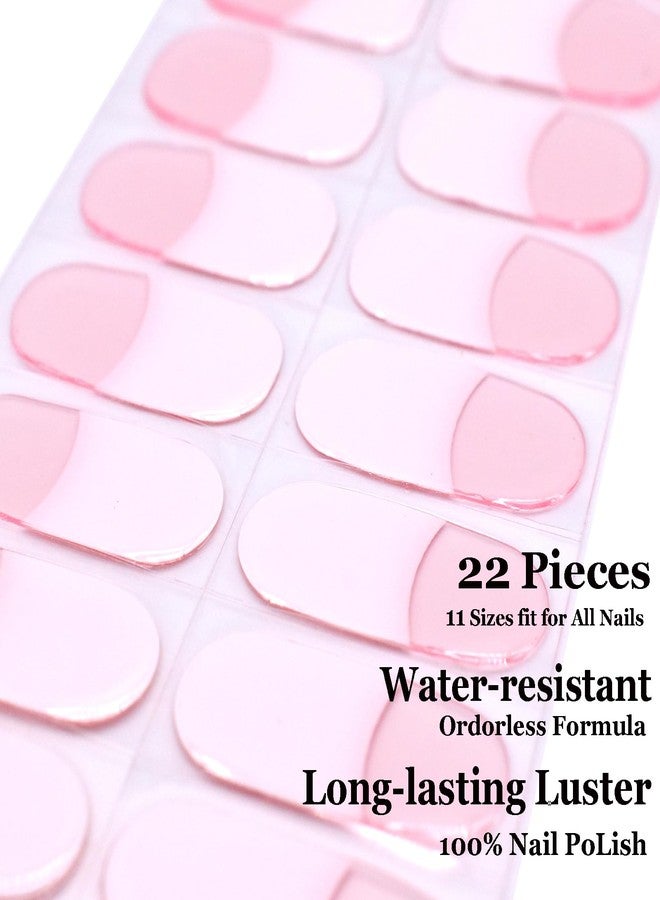 LIFOOST Gel Nail Art Wraps French Tip White Jelly Pink Adhesive Nail Stickers 22 Polish Strips Art Manicure Kits for DIY at Home - Image 2