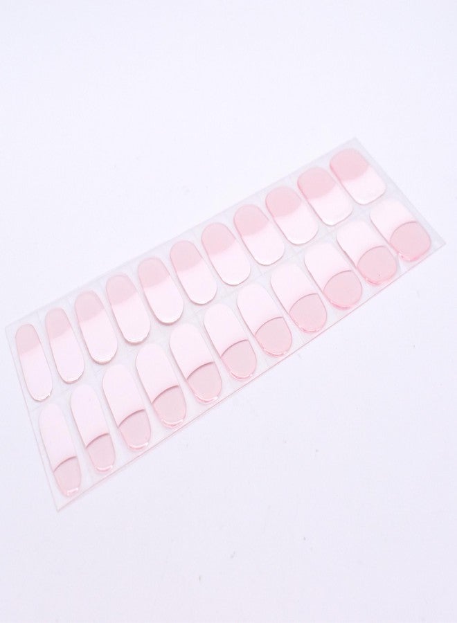 LIFOOST Gel Nail Art Wraps French Tip White Jelly Pink Adhesive Nail Stickers 22 Polish Strips Art Manicure Kits for DIY at Home - Image 4