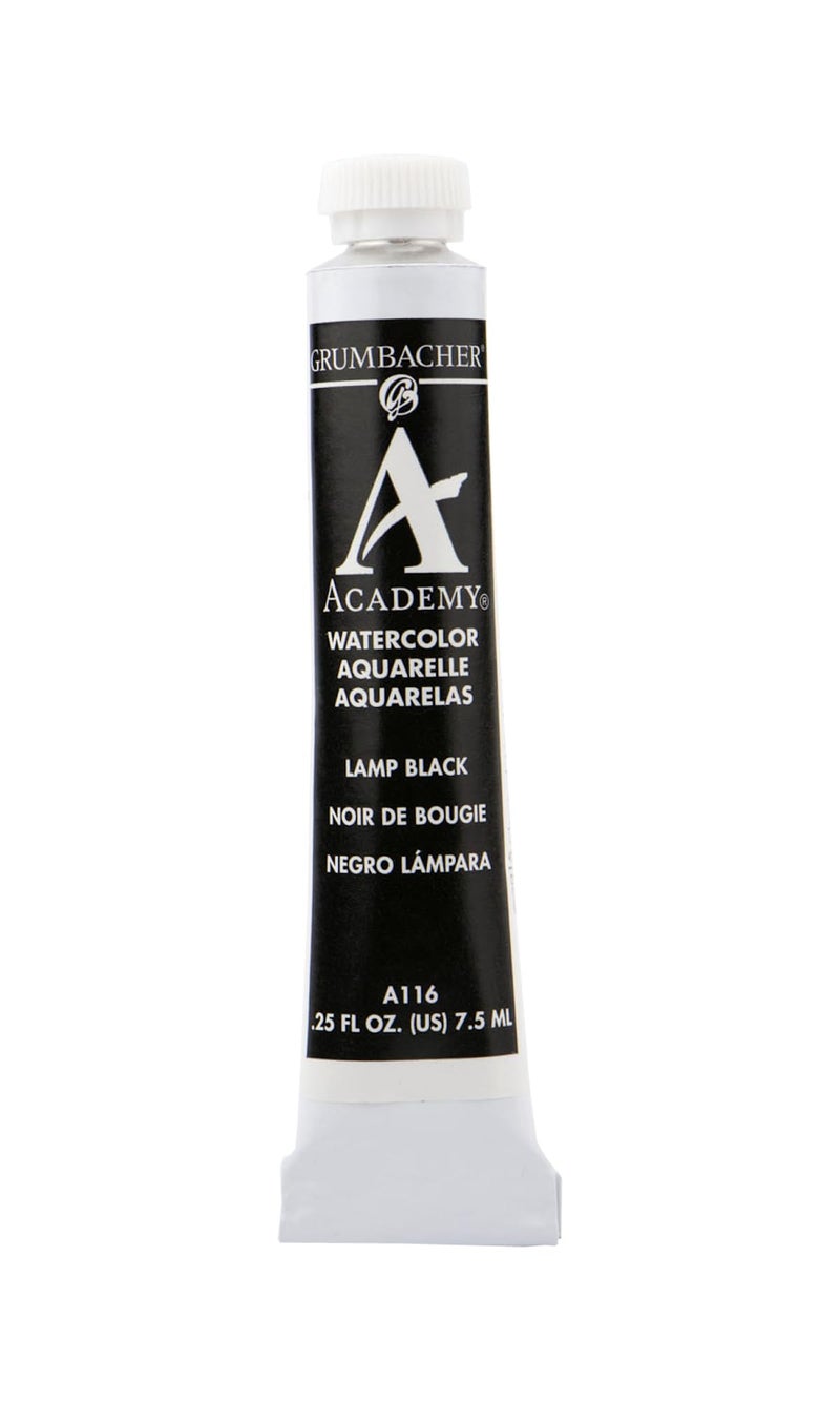 Grumbacher Academy Watercolor Paint, 7.5ml/0.25 Ounce, Lamp Black (A116) - Image 1
