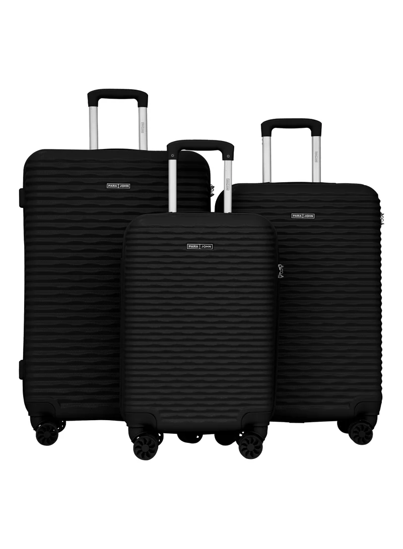 SandTrail 3 Pieces ABS Luggage Trolley Set - Black
