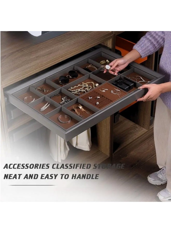 eurocliq Moka Pull-Out Jewelry Tray | Aluminum & Leather Organizer with Full-Extension Slides | 30kg Capacity  - Image 4