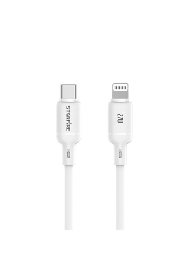 STARFIRE USB-C to Lightning Fast Charging Cable 5A High Speed 1m Pure Silicone White Data Cable - Image 1