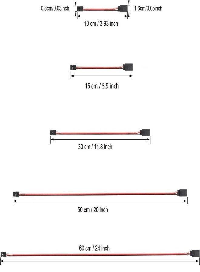 MoTrent 30 Pcs 3-Pin Extension Cable Cord Male to Female Lead Wire Connectors for Servo Extension Connection Control Board Remote Control Parts - 5 Sizes - Image 2