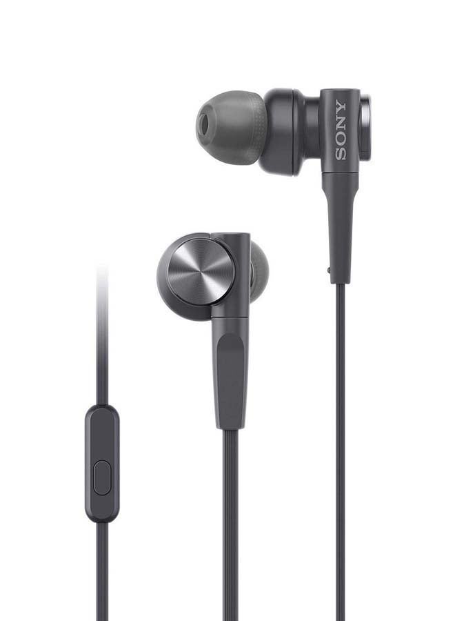 سوني سماعة أذن داخلية سلكية بتقنية إكسترا باس طراز MDR-XB55AP أسود - Image 1