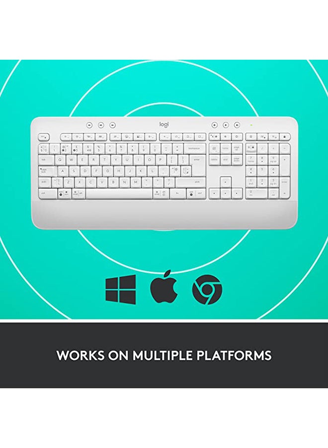 Logitech Signature K650 Wireless Keyboard with Wrist Rest, Full-Size, BLE Bluetooth or Logi Bolt USB Receiver, Comfort Deep-Cushioned Keys, Numpad, Compatible with most OS/PC/Windows/Mac Off white - Image 5