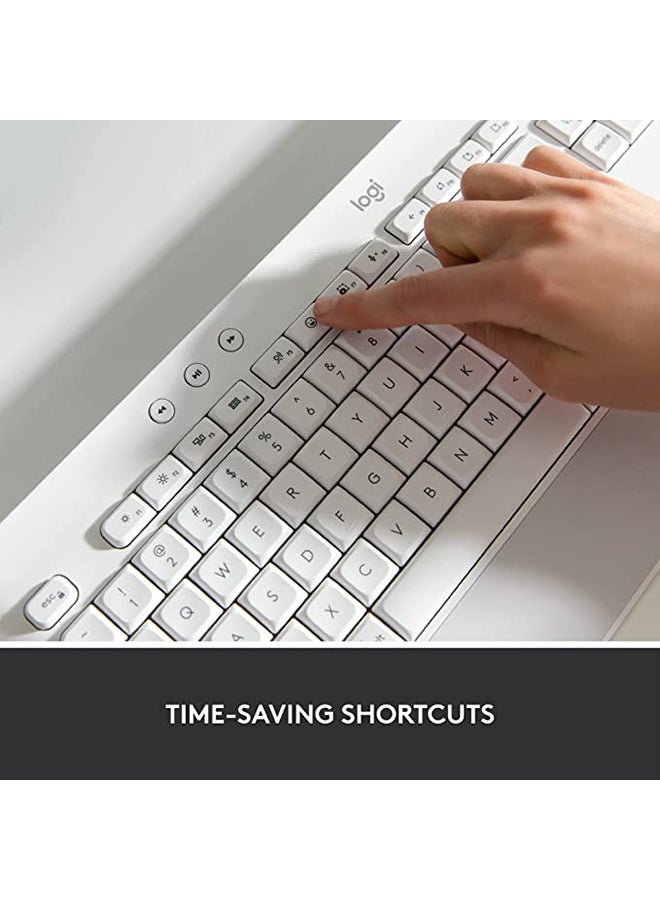 Logitech Signature K650 Wireless Keyboard with Wrist Rest, Full-Size, BLE Bluetooth or Logi Bolt USB Receiver, Comfort Deep-Cushioned Keys, Numpad, Compatible with most OS/PC/Windows/Mac Off white - Image 3
