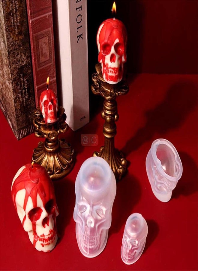 Skytail 3pcs Silicone Halloween Candle Molds Different Size Skeleton Skull Moulds for DIY Halloween Gifts Chocolate Candy Baking Cupcakes Soap Epoxy Resin Casting Candle Wax Melts DIY Crafts - Image 4