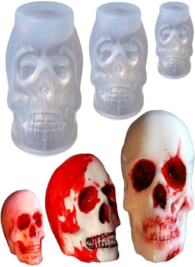 Skytail 3pcs Silicone Halloween Candle Molds Different Size Skeleton Skull Moulds for DIY Halloween Gifts Chocolate Candy Baking Cupcakes Soap Epoxy Resin Casting Candle Wax Melts DIY Crafts - Image 1