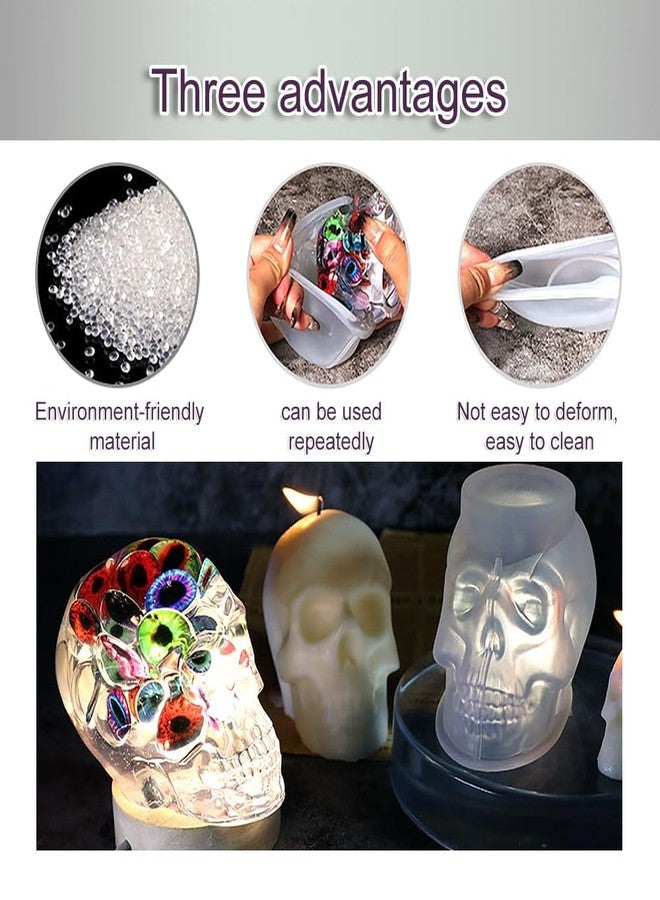 Skytail 3pcs Silicone Halloween Candle Molds Different Size Skeleton Skull Moulds for DIY Halloween Gifts Chocolate Candy Baking Cupcakes Soap Epoxy Resin Casting Candle Wax Melts DIY Crafts - Image 5