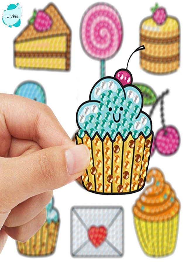 LitVibes DIY Diamond Painting 5D Stickers,Mosaic Diamond Stickers Art and Craft kit for Kids & Children - (Dessert Designs) - Image 3