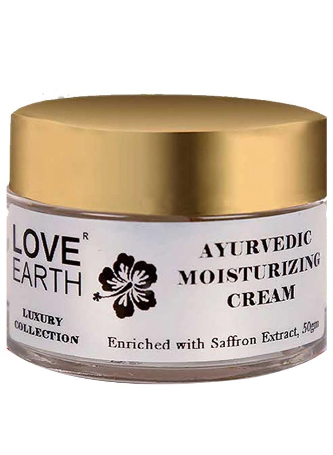 Love Earth Ayurvedic Moisturizing Cream with Saffron, Usheera, Giloy Extracts Deep Moisturizing for All Skin Types 50gm - Image 1