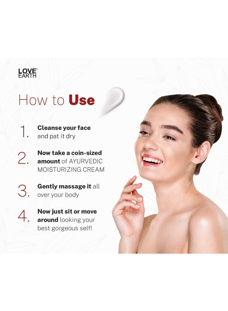 Love Earth Ayurvedic Moisturizing Cream with Saffron, Usheera, Giloy Extracts Deep Moisturizing for All Skin Types 50gm - Image 5
