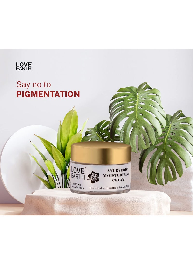 Love Earth Ayurvedic Moisturizing Cream with Saffron, Usheera, Giloy Extracts Deep Moisturizing for All Skin Types 50gm - Image 2