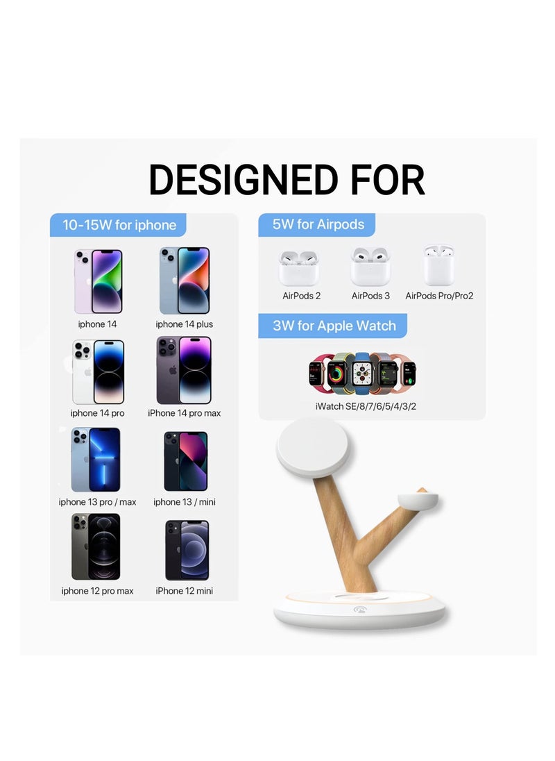 Excefore - Magnetic Wireless Charger for iPhone, 3 in 1 Wireless Charger Stand, Fast Wireless Charging Dock, for iPhone 14/13/12/Pro/Max/Mini, for Apple iWatch Series 8/7/6/5/SE/4/3/2 - Image 1