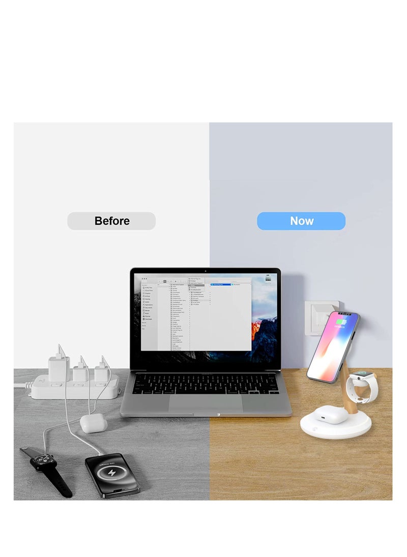 Excefore - Magnetic Wireless Charger for iPhone, 3 in 1 Wireless Charger Stand, Fast Wireless Charging Dock, for iPhone 14/13/12/Pro/Max/Mini, for Apple iWatch Series 8/7/6/5/SE/4/3/2 - Image 1