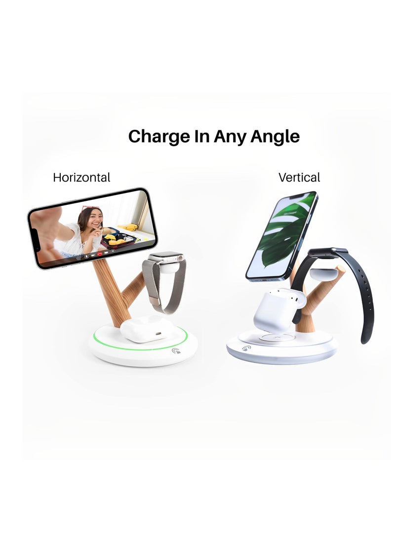 Excefore - Magnetic Wireless Charger for iPhone, 3 in 1 Wireless Charger Stand, Fast Wireless Charging Dock, for iPhone 14/13/12/Pro/Max/Mini, for Apple iWatch Series 8/7/6/5/SE/4/3/2 - Image 1