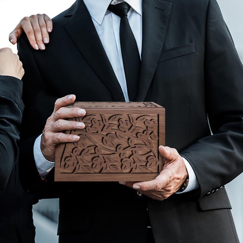 ADMLC Cremation Urns for Human Ashes Adult Male or Female, Funeral Memorial Urns for Ashes, Wooden Tree of Life Decorative Urns Box and Casket for Men Women Child, Burial Urn for Adults Up to 250 IBS - Image 4